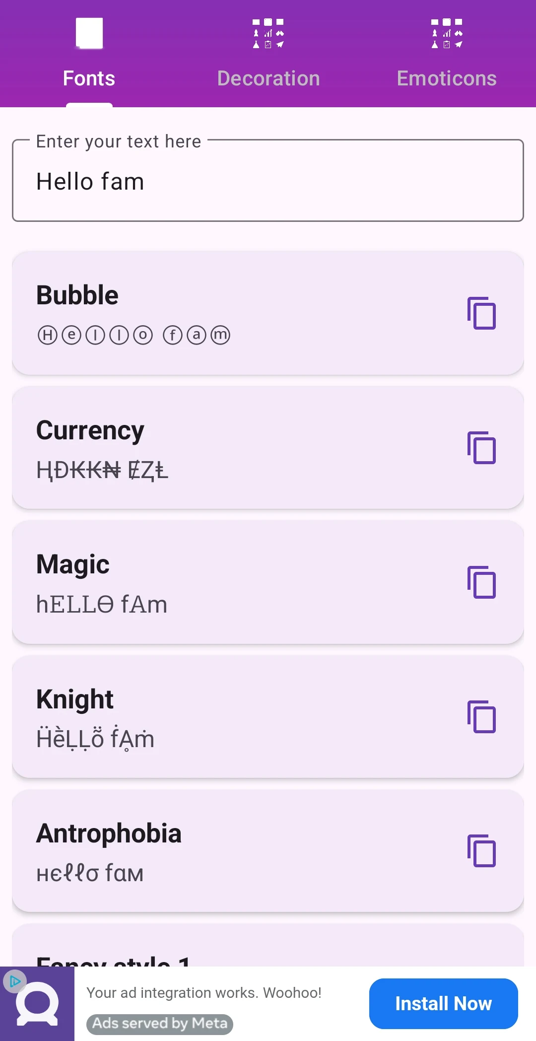 Stylish Text & Reverse Text screenshot